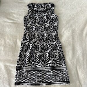 Talbots paisley black and white dress